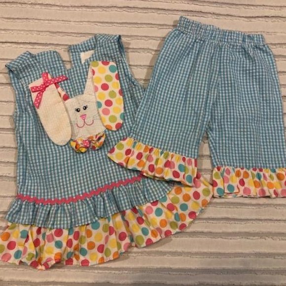 Rare Editions Other - Like New - Rare Editions "Bunny Flop Ears" Top & Pants - 18 months - Colorful
